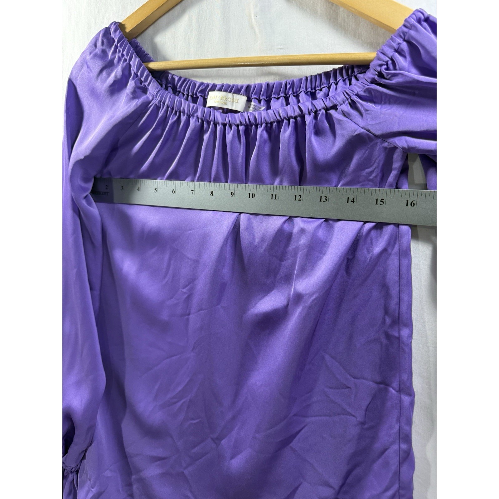Ramy Brook New York Purple Off Shoulder Blouse Xxs 100% Polyester Balloon Sleeve — image 7 of 7